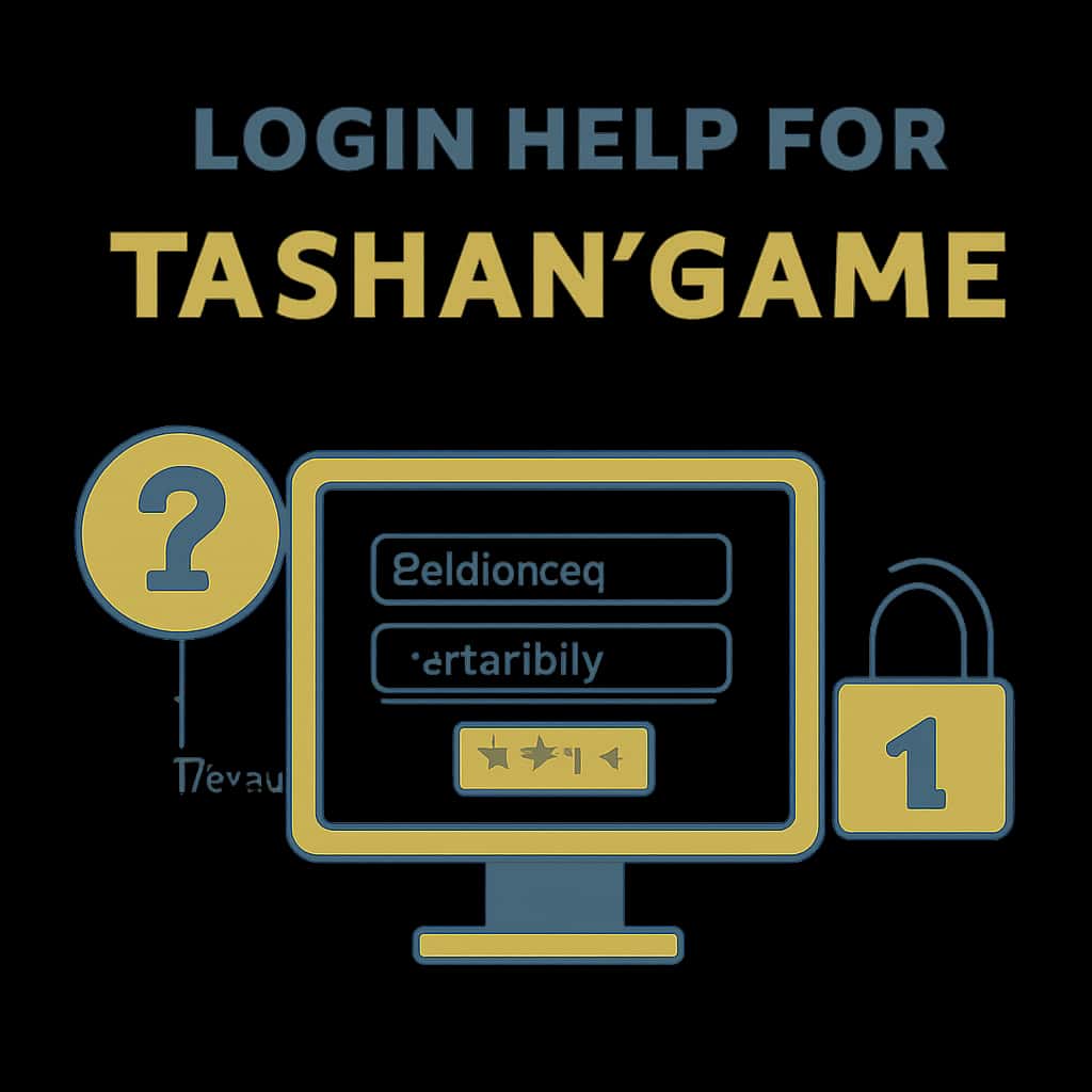 An illustration depicting the login process and troubleshooting steps for Tashan Game.