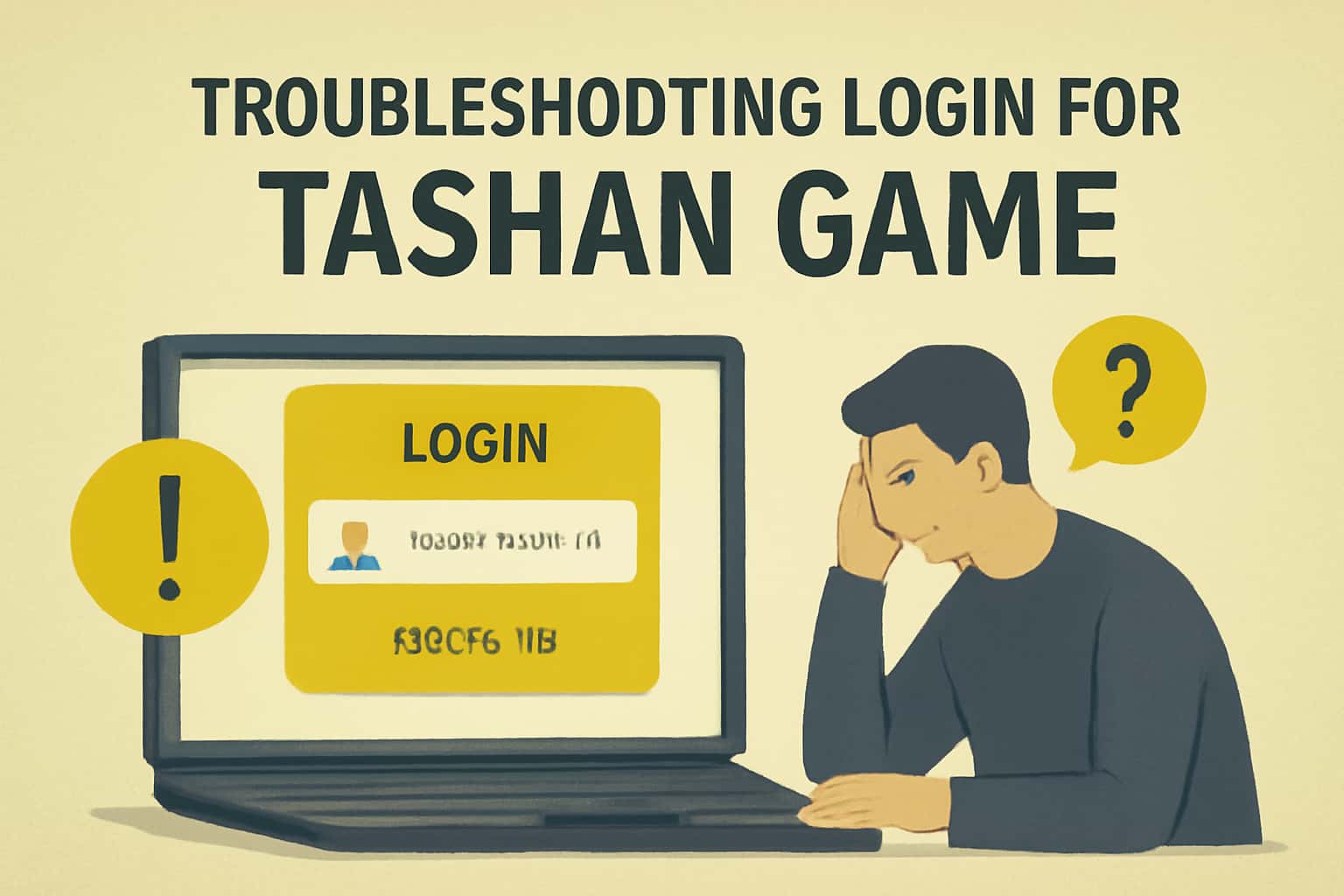 A high-tech visualization of troubleshooting login issues for Tashan Game.